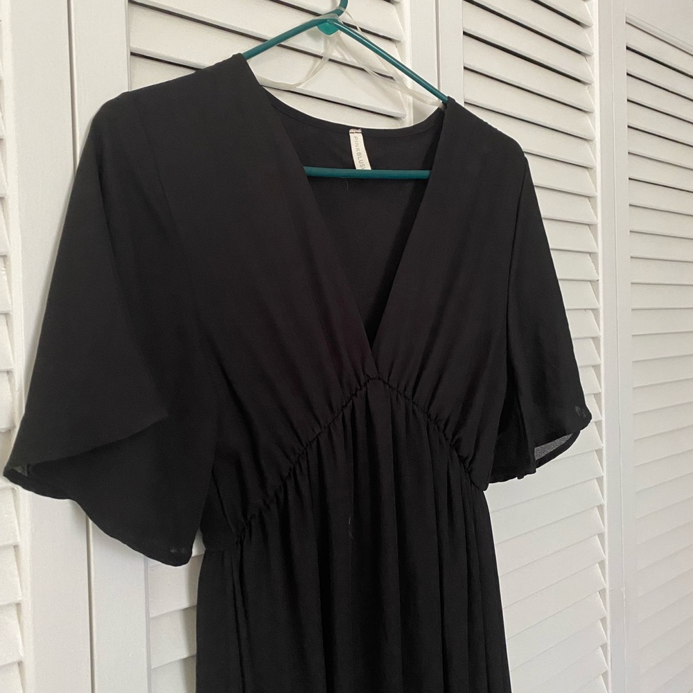 PinkBlush all black maternity/maxi dress
